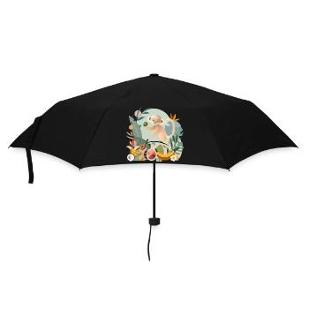 Playful monkey with tropical fruits - Umbrella (small) - black - Front