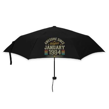 Retro Birthday Gift Born In January 1984 - Umbrella (small) - black - Front