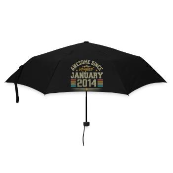 Retro Birthday Gift Born In January 2014 - Umbrella (small) - black - Front