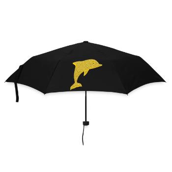 Niedlicher Delfin - Regenschirm (klein) - Schwarz - Vorne