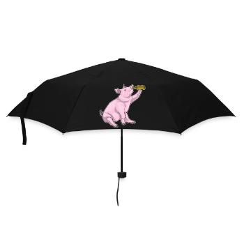 Schwein Flasche Bier - Regenschirm (klein) - Schwarz - Vorne