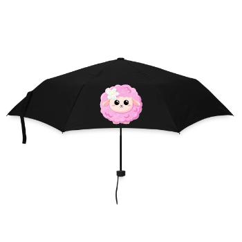 Süßes rosa Schaf - Regenschirm (klein) - Schwarz - Vorne