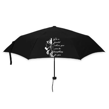 Blumenmuster mit inspirierendem Zitat - Regenschirm (klein) - Schwarz - Vorne