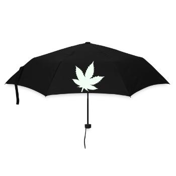 Feuille de Cannabis Silhouette Menthe - Parapluie standard - noir - Devant