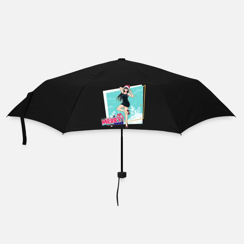Xmas Anime im Festtagslook - Regenschirm (klein) - Schwarz