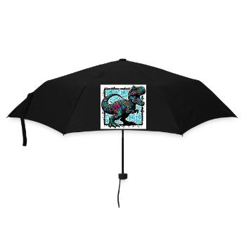 Dinosaurier - Regenschirm (klein) - Schwarz - Vorne