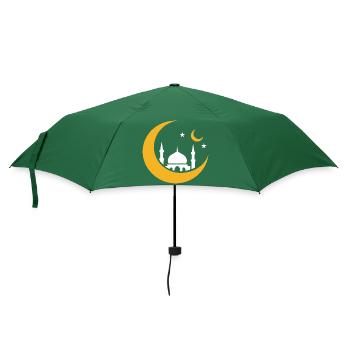 Islam Crescent Moon Mosque Silhouette - Umbrella (small) - bottlegreen - Front