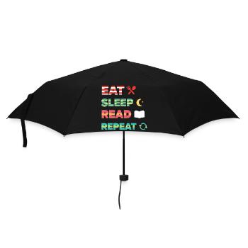 Eat Sleep Read Repeat Bookworm - Umbrella (small) - black - Front