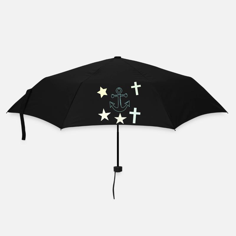 Chalk Nautik: Anker Sterne - Regenschirm (klein) - Schwarz