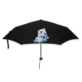 Pinguin Schneeschlitten-Zauber - Regenschirm (klein) - Schwarz - Vorne