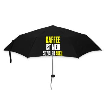 Kaffee ist mein sozialer Akku - Regenschirm (klein) - Schwarz - Vorne