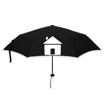 Haus minimal Bauherr Geschenk  - Regenschirm (klein) - Schwarz - Vorne