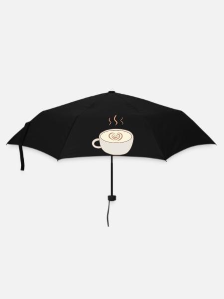 Latte Heart Cup Kunst - Regenschirm (klein) - Schwarz