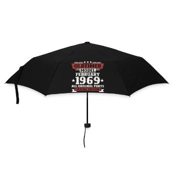 55. Geburtstag Oldtimer Februar Jahrgang 1969 - Regenschirm (klein) - Schwarz - Vorne