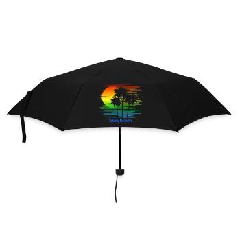 Long Beach Kalifornien LGBTQ Regenbogenflagge Pride - Regenschirm (klein) - Schwarz - Vorne