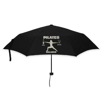 Pilates Balance Wein Und Kaffee Motiv - Regenschirm (klein) - Schwarz - Vorne
