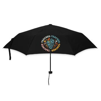 Lustige Hippie-Lehrer Zurück Zu Schule Lehrer Tag - Regenschirm (klein) - Schwarz - Vorne