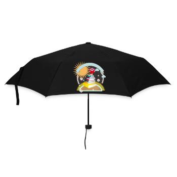 little bookworm with thirst for knowledge reads a book - Umbrella (small) - black - Front