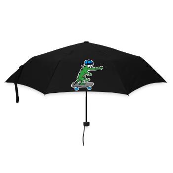 Crocodile avec skateboard et casquette - Parapluie standard - noir - Devant