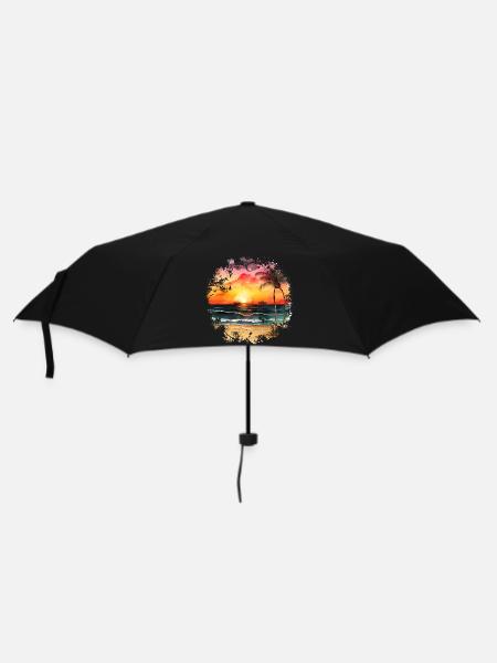 Sunset to Tropical Beach - Umbrella (small) - black
