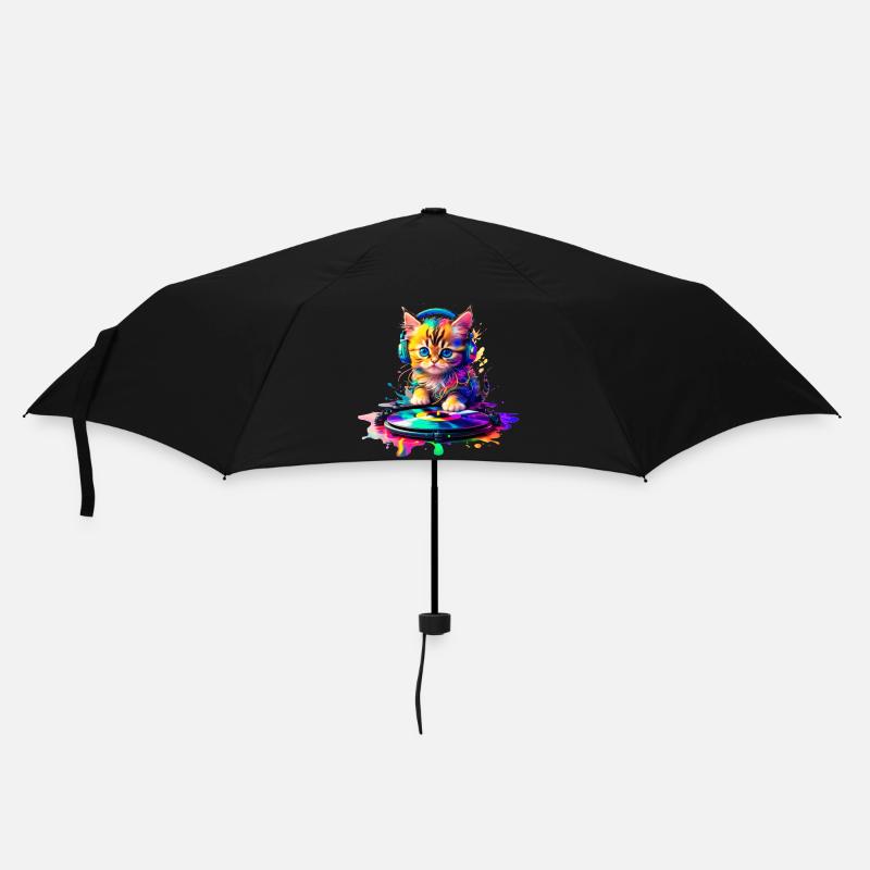 Chaton DJ - Arc-en-ciel 2 - Parapluie standard - noir