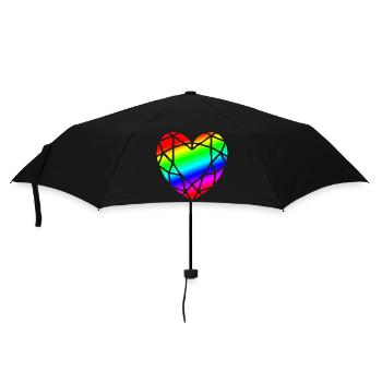LGBTQ Pride Herz Diamantform - Regenschirm (klein) - Schwarz - Vorne