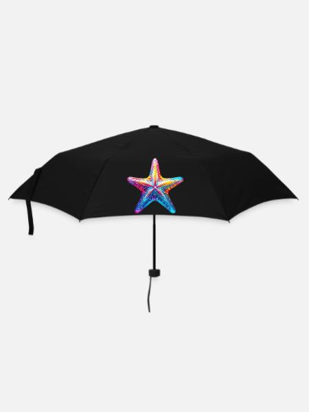 Seestern - Regenschirm (klein) - Schwarz