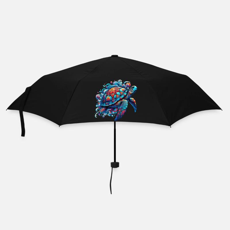 Schildkröte - Regenschirm (klein) - Schwarz