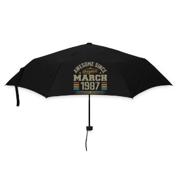 March 1987 Birthday Vintage Gift Idea 1987 - Umbrella (small) - black - Front
