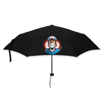 Racer with helmet - Umbrella (small) - black - Front