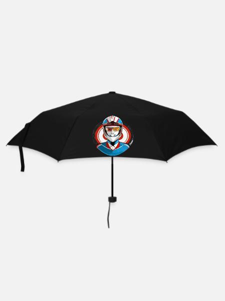Rennfahrer mit Helm - Regenschirm (klein) - Schwarz