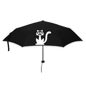 Tête de mort chat blanc - Parapluie standard - noir - Devant