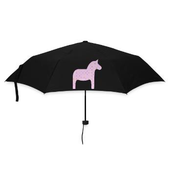 Dalapferd rosa Dots skandinavisch Schweden Deko - Regenschirm (klein) - Schwarz - Vorne