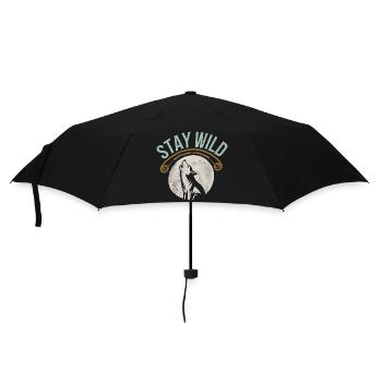 Stay Wild Wolf T-Shirt - Regenschirm (klein) - Schwarz - Vorne