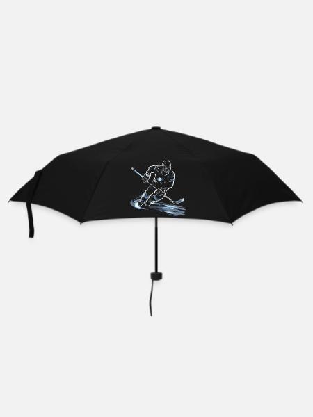 Eishockeyspieler Zeichnung - Regenschirm (klein) - Schwarz