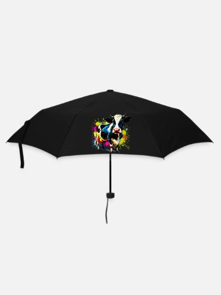 Kuh - Regenschirm (klein) - Schwarz