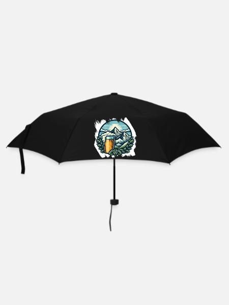 Bergsteigen und Bier Genuss - Regenschirm (klein) - Schwarz