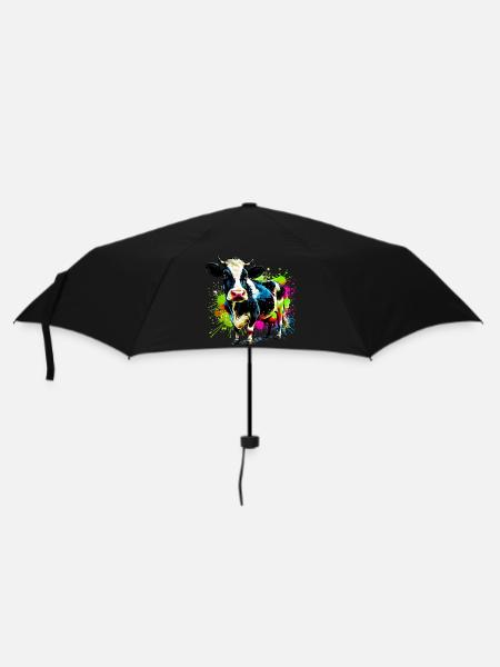 Kuh - Regenschirm (klein) - Schwarz