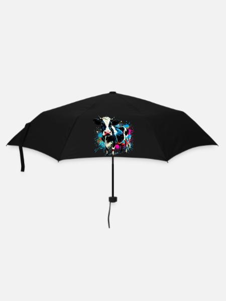 Kuh - Regenschirm (klein) - Schwarz