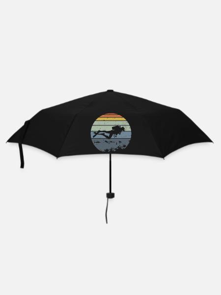 Unterwassertaucher Silhouette Szene - Regenschirm (klein) - Schwarz
