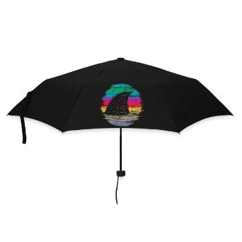 Sonnenuntergang Surfer Welle Illustration - Regenschirm (klein) - Schwarz - Vorne