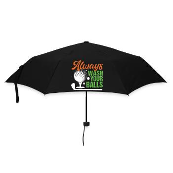 Golf - Waschen Sie immer Ihre Bälle - Regenschirm (klein) - Schwarz - Vorne