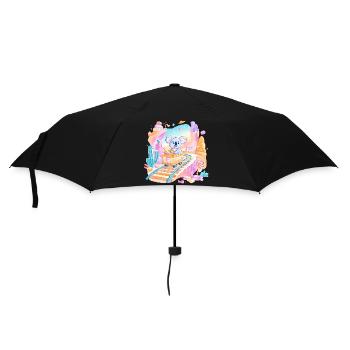 Koala auf Süßigkeitenbahn - Regenschirm (klein) - Schwarz - Vorne