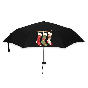 Drei Strümpfe Weihnachtsmuster - Regenschirm (klein) - Schwarz - Vorne