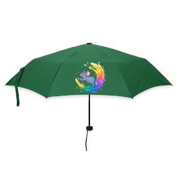 Bunte Maus im Farbwirbel - Regenschirm (klein) - Flaschengrün - Vorne