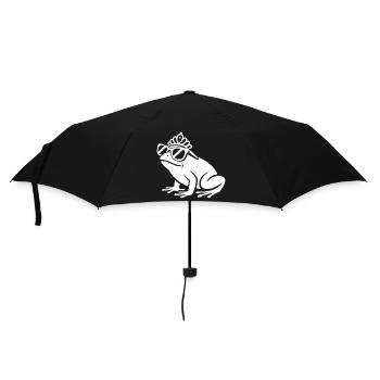 Frosch mit Krone und Sonnenbrille - Regenschirm (klein) - Schwarz - Vorne