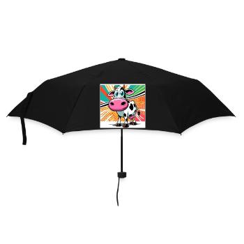 Kuh - Regenschirm (klein) - Schwarz - Vorne