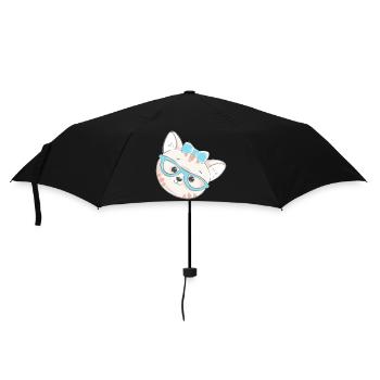 Cute nerd kitten with glasses & bow - Umbrella (small) - black - Front