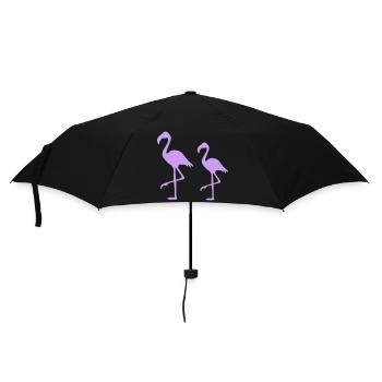 Two Flamingos Silhouettes Purple - Umbrella (small) - black - Front