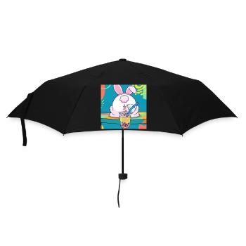 Cute Bunny Funny Boba Bubble Tea - Umbrella (small) - black - Front